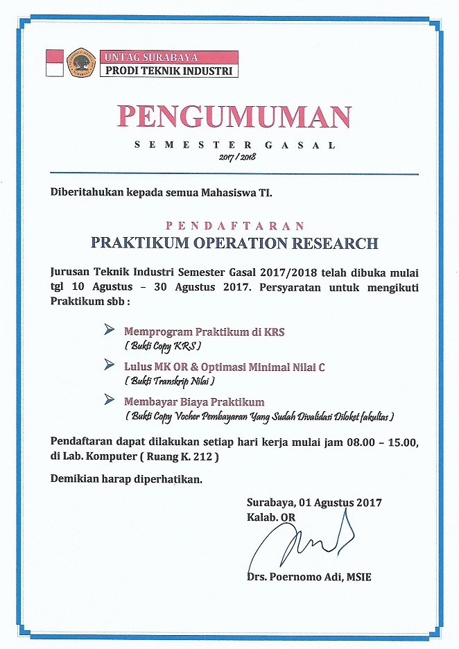 PRAKTIKUM OPERATION RESEARCH GASAL 2017/2018